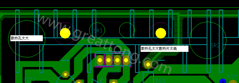 PCB設(shè)計中，散熱孔散熱片設(shè)計不當(dāng)，造成很多電源板斷裂