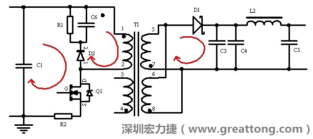 元件布局的時(shí)候，要優(yōu)先考慮高頻脈沖電流和大電流的環(huán)路面積，盡可能地減小,以抑制開關(guān)電源的輻射干擾