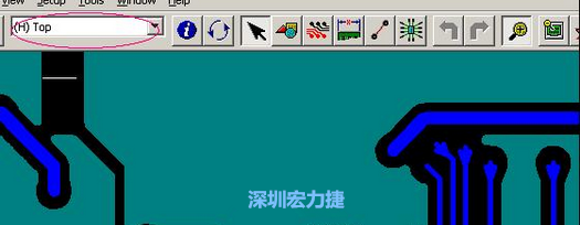 如果圖形像下圖一樣無法顯示鉆孔，只須圖（186）將紅色圈住的活動層改為當(dāng)前顯示層即可。