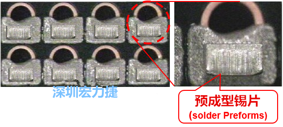  「預(yù)成型錫片(Solder preforms)」是一種擠壓成型的小錫片，可以在PCBA貼片加工時用來局部增加錫膏印刷量，幫助因為使用鋼板印刷而受限的錫膏量，用來改善焊錫的品質(zhì)。