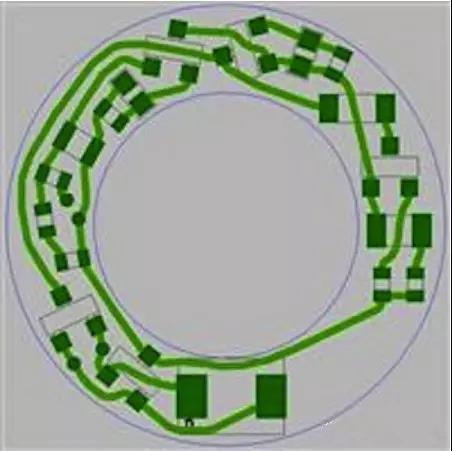 圖6：PCB布線(xiàn)例子：(a)拓?fù)涫阶詣?dòng)布線(xiàn)器(完成了100%導(dǎo)線(xiàn)的布線(xiàn))；